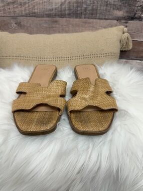 A New Day Raffia Woven Slide Sandals 7.5